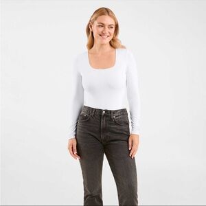 nuuds White Long Sleeve Bodysuit